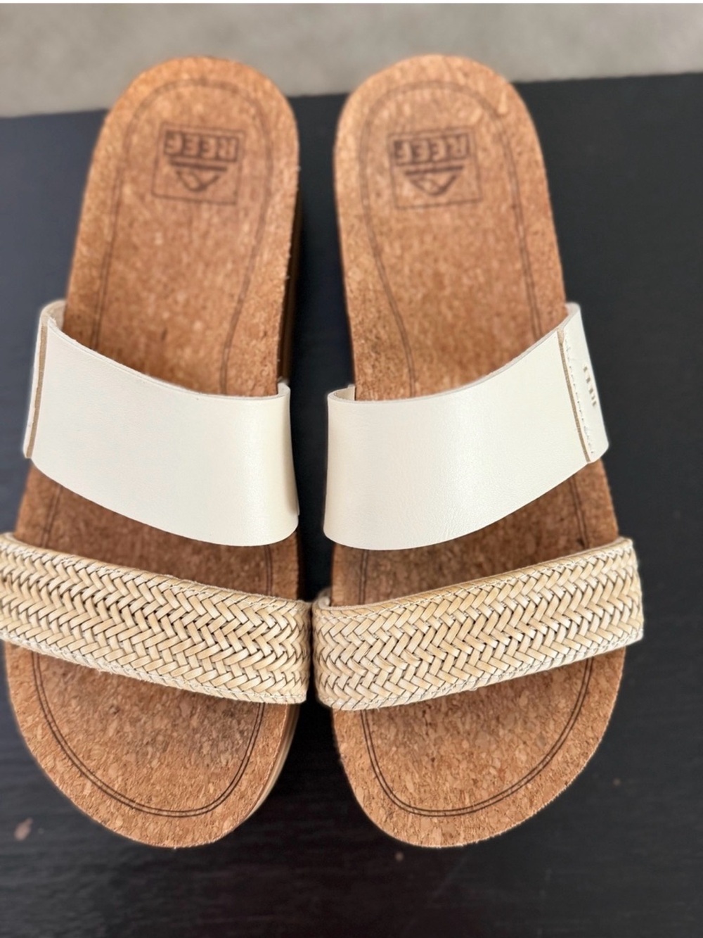 Reef Beige Woven Two-Strap Platform Slide Sandals - Picture 3 of 7